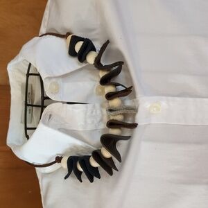 NEW! Handmade Genuine Leather Natural Wood Necklace Choker Bracelet Black #05